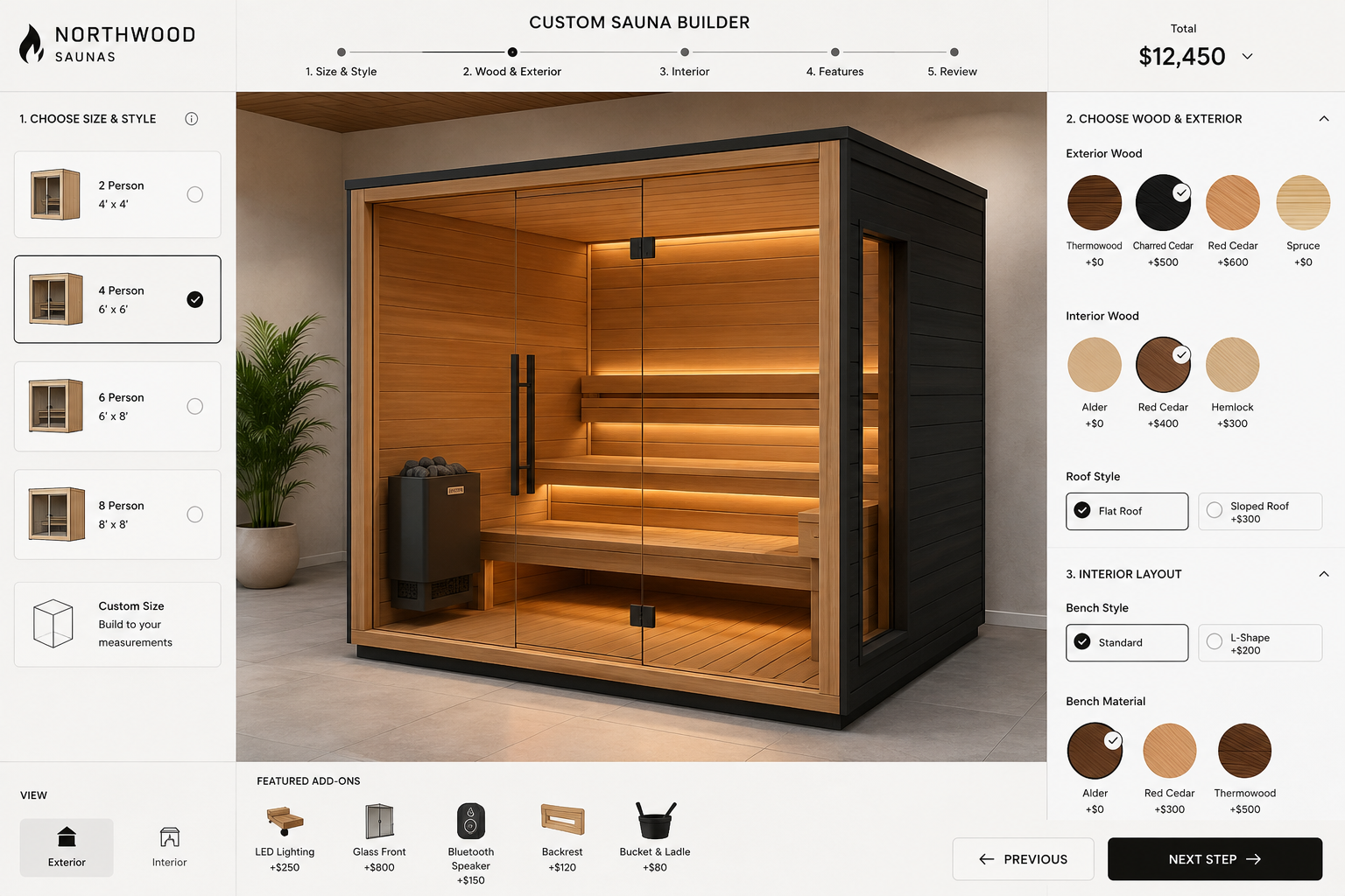 Sauna configurator preview
